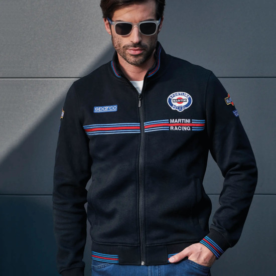 Felpa da uomo con zip intera Martini Racing &ndash; Nera