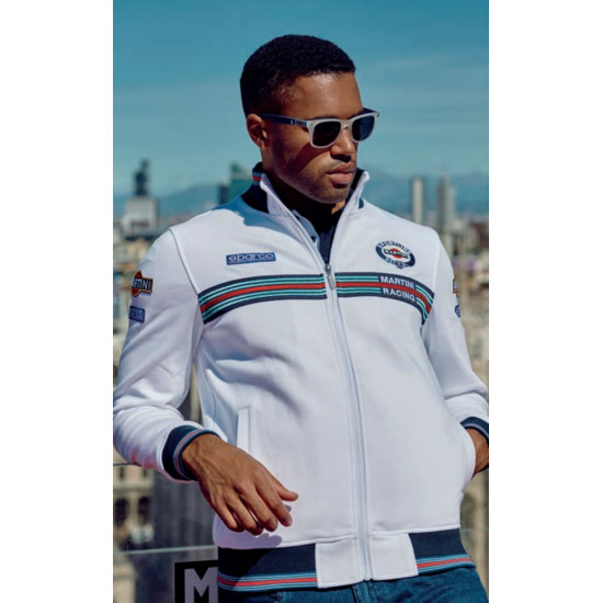Felpa da uomo con zip intera Martini Racing &ndash; Bianca