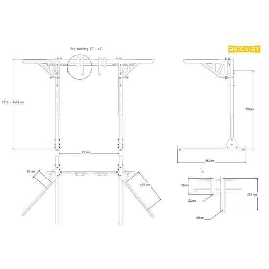 Supporto per Tre Schermi RECART MTS-01