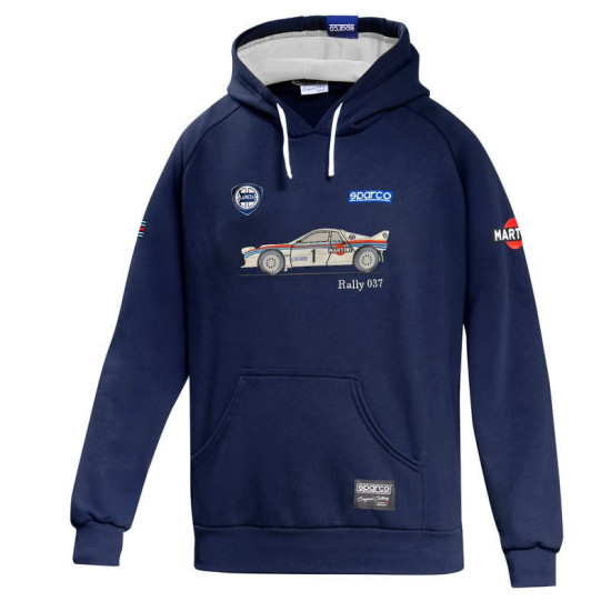 Felpa con cappuccio Lancia 037 Rally Martini Racing - Blu Navy