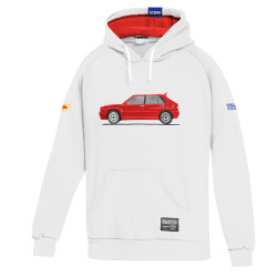 Lancia Delta HF Felpa con cappuccio - Bianco / Rosso