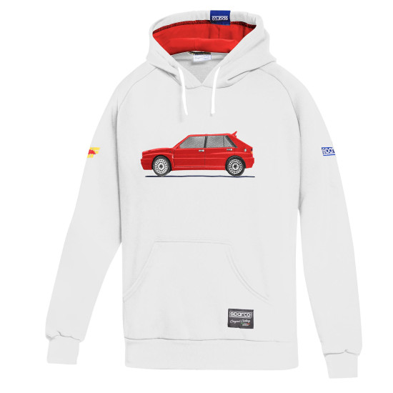 Lancia Delta HF Felpa con cappuccio - Bianco / Rosso